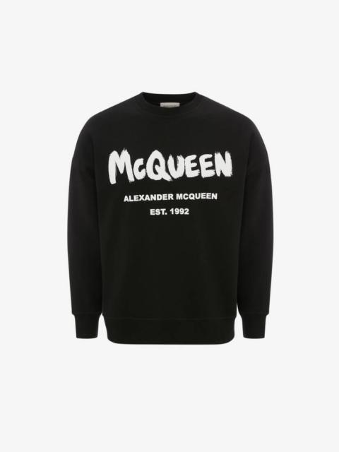 Alexander McQueen Mcqueen Graffiti Sweatshirt in Black/white
