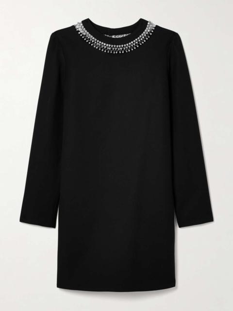 Embellished silk and wool-blend cady mini dress