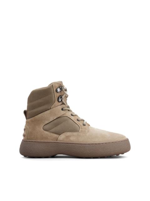 Tod's panelled lace-up suede boots