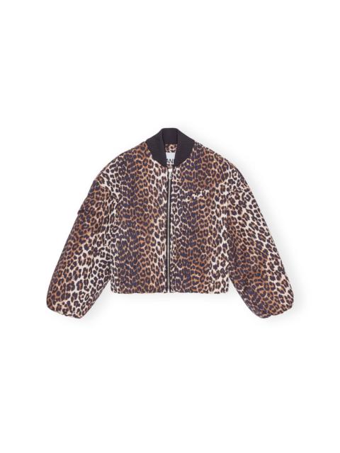 GANNI PRINTED CANVAS OVERSIZED SHORT BOMBER JACKET