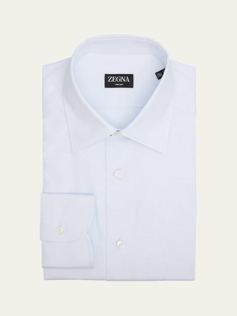 ZEGNA Men's Trecapi Cotton Grid Check Dress Shirt