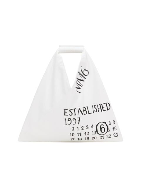 MM6 Maison Margiela White Jersey 'Established Print' Mini Tote