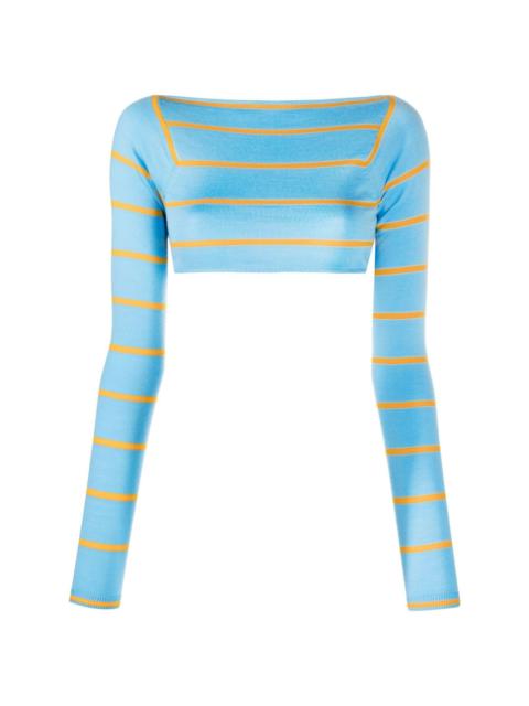 PUCCI stripe-jacquard wool cropped top