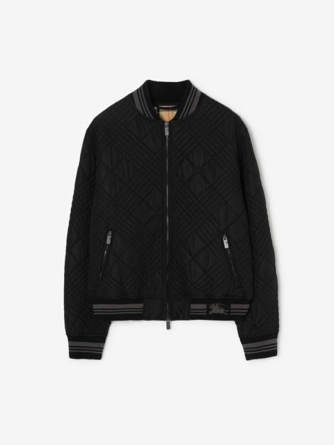 Micro Check-stitch Nylon Blend Bomber Jacket