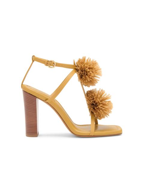 ULLA JOHNSON Isolde Leather Pom Pom Sandals yellow