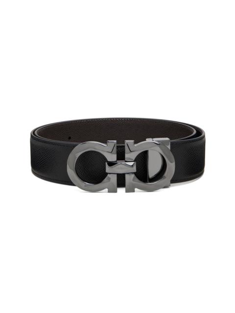 Black Adjustable Gancini Reversible Belt