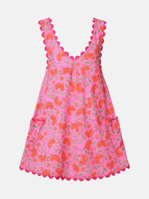 juliet dunn Floral scalloped cotton minidress