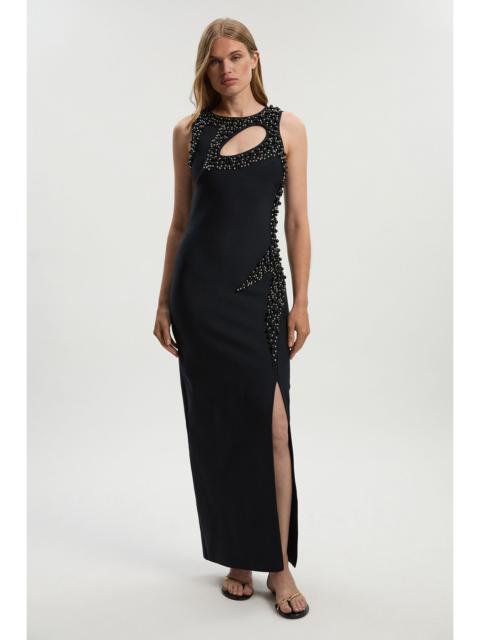 KAREN MILLEN Embellished Figure Form Bandage Sleeveless Knit Maxi Dress