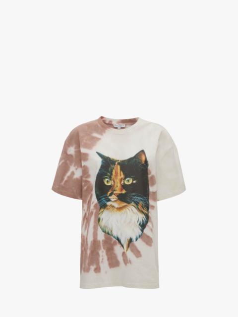 JW Anderson TIE DYE T-SHIRT WITH CAT PRINT