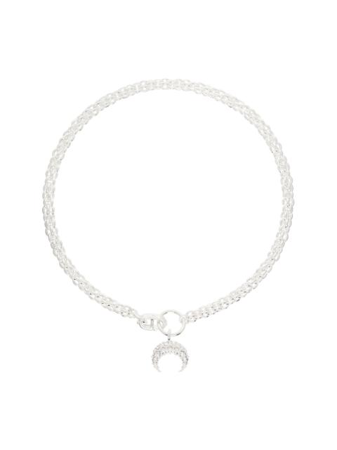 Marine Serre Silver Rhinestone Moon Chain Necklace