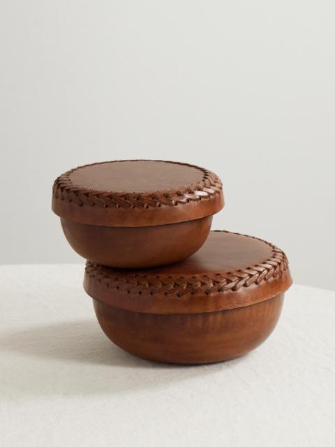 HUNTING SEASON Set Of Two Whipstitched Leather Boxes