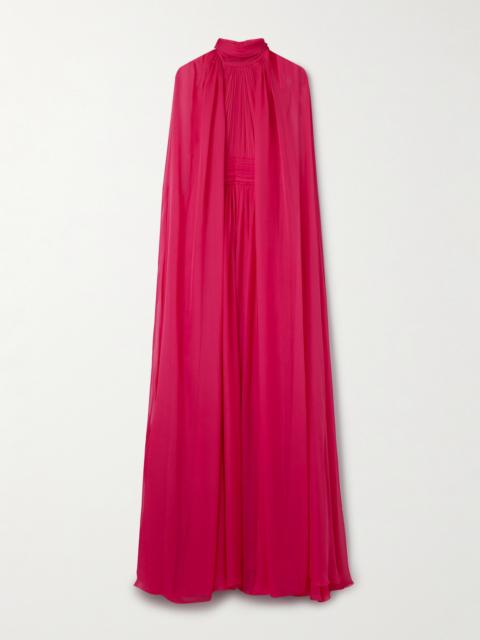 ZUHAIR MURAD Cape-effect Gathered Silk-chiffon Gown