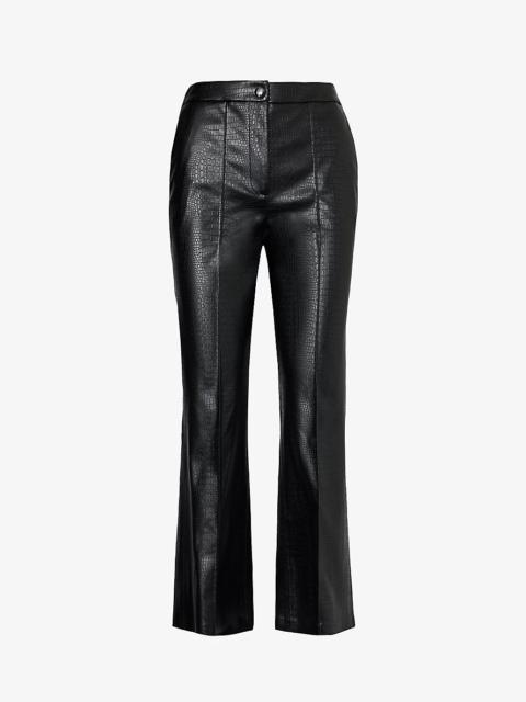 Max Mara Queva snake-embossed straight-leg mid-rise faux-leather trousers