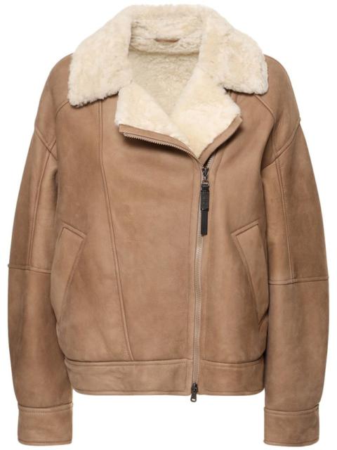 Shearling leather jacket w/ zip