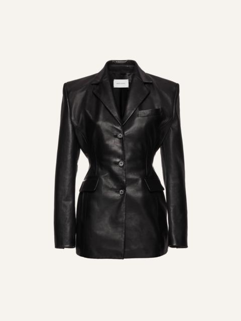 MAGDA BUTRYM Leather hourglass blazer in black
