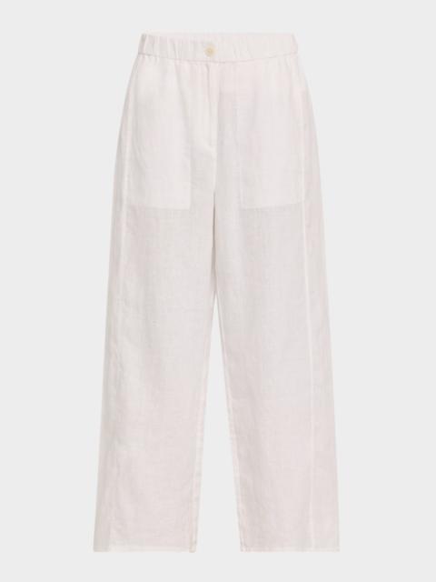 EILEEN FISHER Wide-Leg Organic Linen Ankle Pants