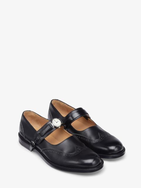 FENDI Black leather ballerinas