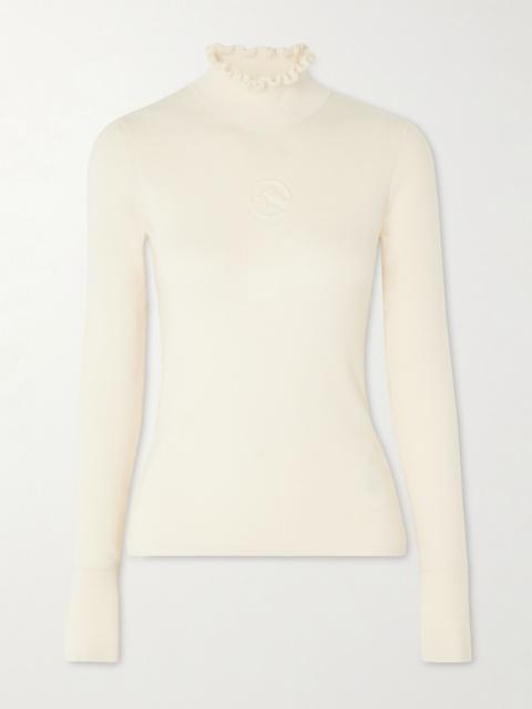 CORDOVA Kitz ruffled ribbed merino wool-blend turtleneck sweater Ivory