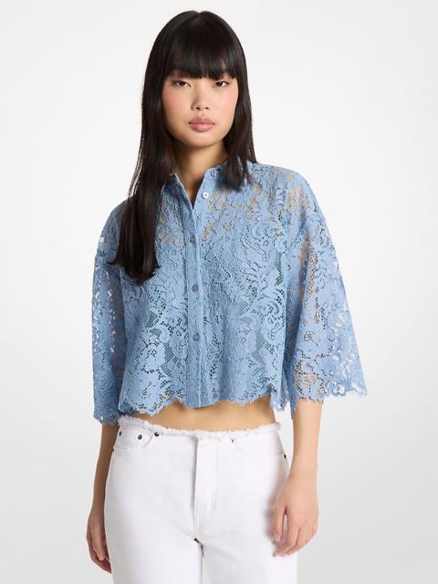 MICHAEL KORS Corded Floral Lace Cropped Blouse