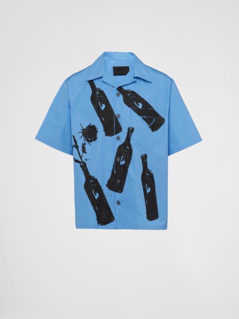 Short-sleeved printed-cotton shirt