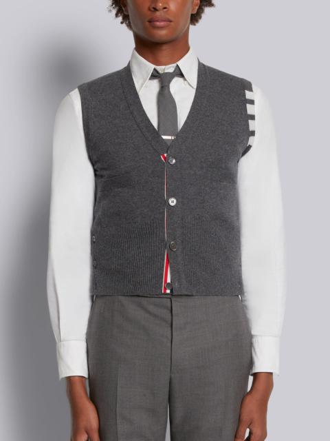 Thom Browne Medium Grey Cashmere 4-Bar Classic V-Neck Cardigan Vest