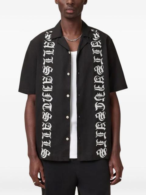 ALLSAINTS script embroidery short-sleeve shirt