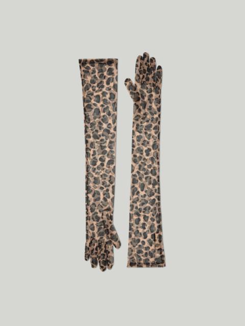 GUCCI Long stretch tulle animal print gloves