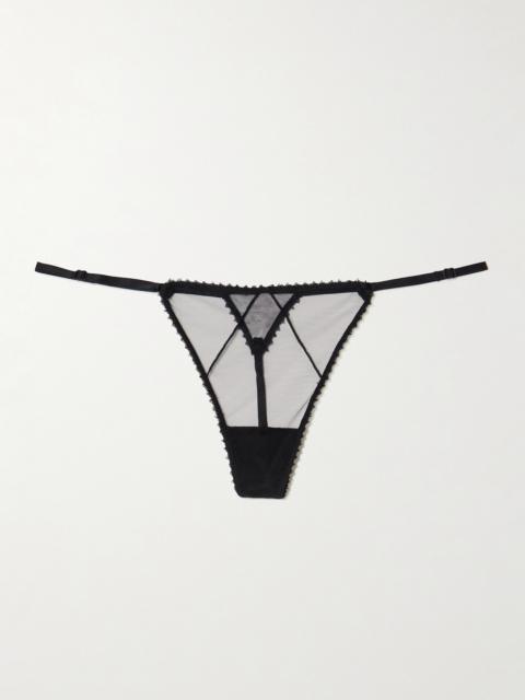 KIKI DE MONTPARNASSE Perle Embroidered Mesh Thong