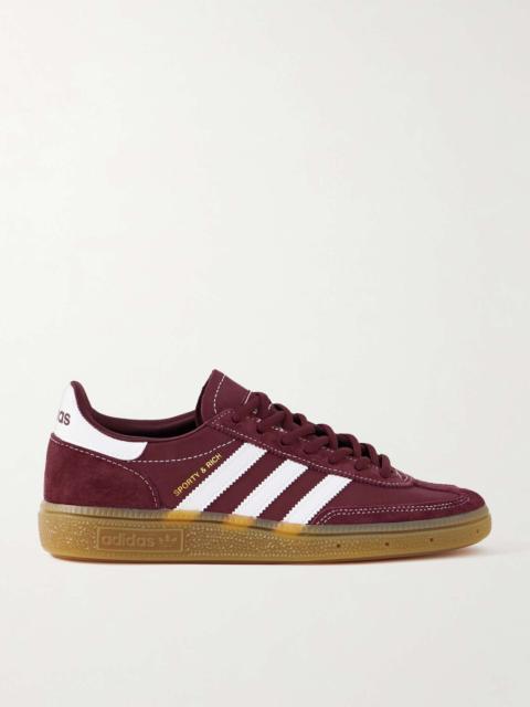 adidas Originals + Sporty & Rich Handball Spezial leather-trimmed suede and nubuck sneakers Burgundy