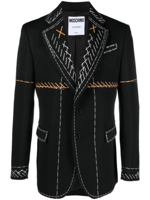 Moschino contrast-stitching virgin wool blazer