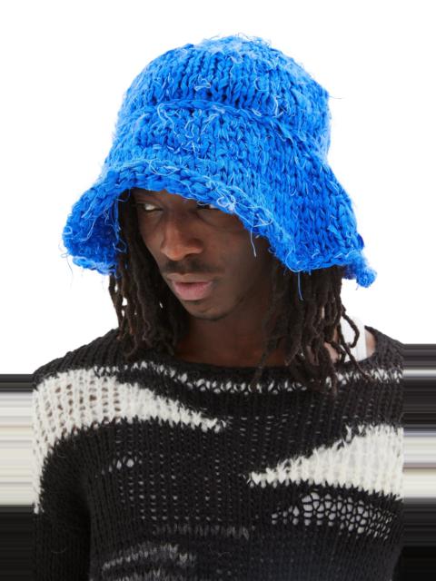 AIREI HAND KNIT KHADI SILK BUCKET HAT (BLUE)