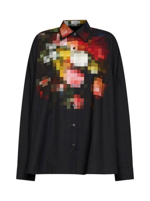 Dries Van Noten Black printed poplin Casia cocoon shirt