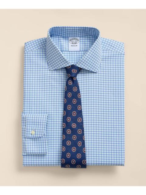 Brooks Brothers Stretch Supima® Cotton Non-Iron Royal Oxford English Spread Collar, Tattersall Dress Shirt