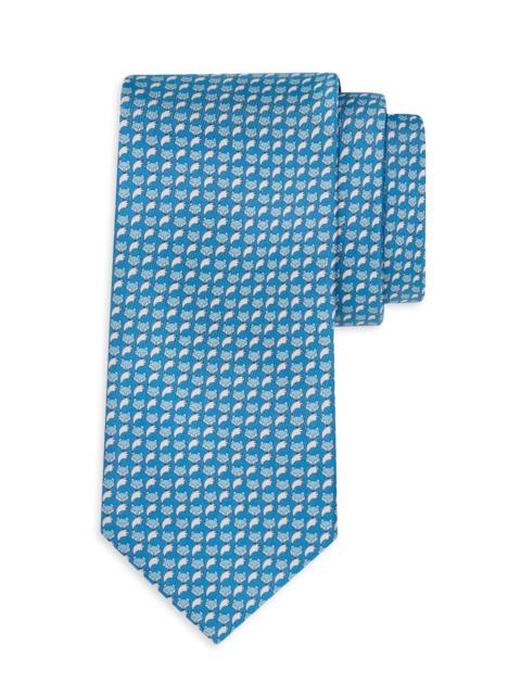 FERRAGAMO Men's Alda Animal-Print Silk Tie - Azzurro