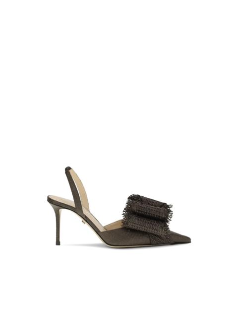 MACH & MACH raffia fringed slingback sandals