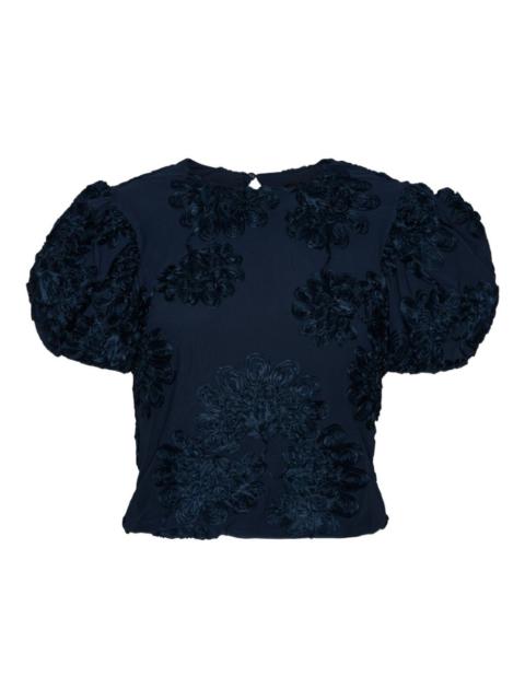 ROTATE floral-embellished puff-sleeve top