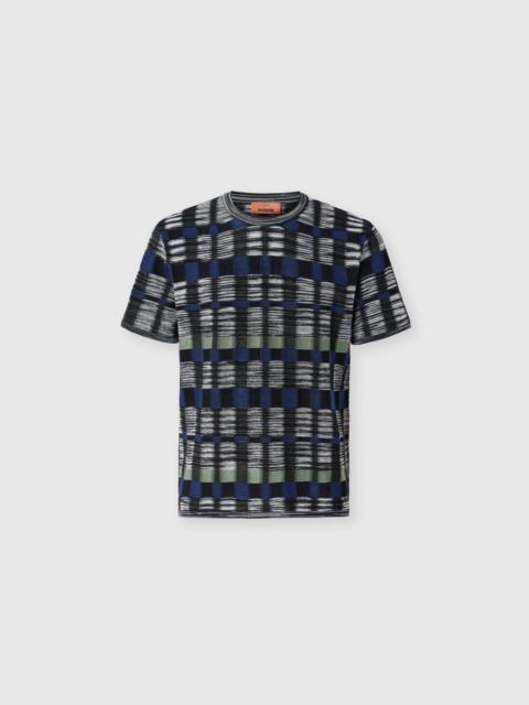 Missoni Crew-neck cotton and viscose T-shirt with check pattern
