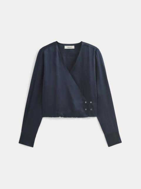EVERLANE WRAP TOP IN SILK CHARMEUSE