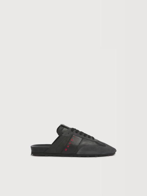 Marni BLACK NAPPA LEATHER AND SUEDE SOFTY SOCCER SLIP-ON SNEAKER