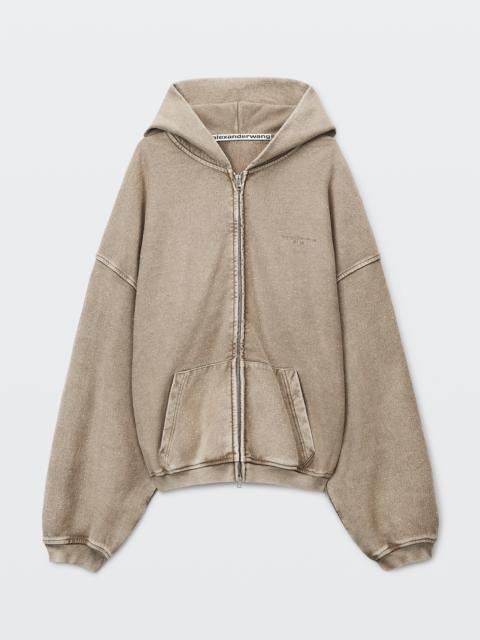 Alexander Wang ALL-OVER CRYSTAL OVERSIZED ZIP UP HOODIE