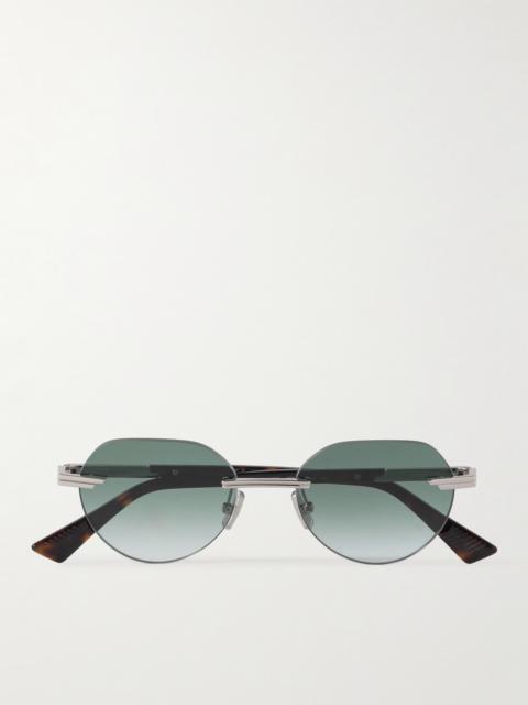 Bottega Veneta Rimless Round-Frame Silver-Tone Sunglasses