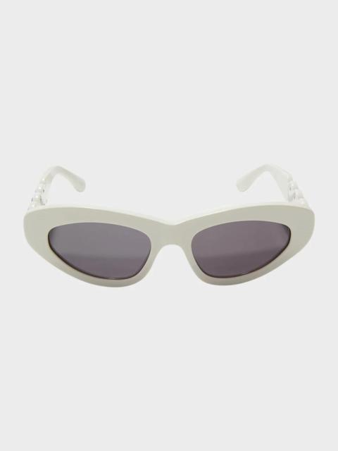 Alaïa Scallop Stud Metal & Acetate Cat-Eye Sunglasses