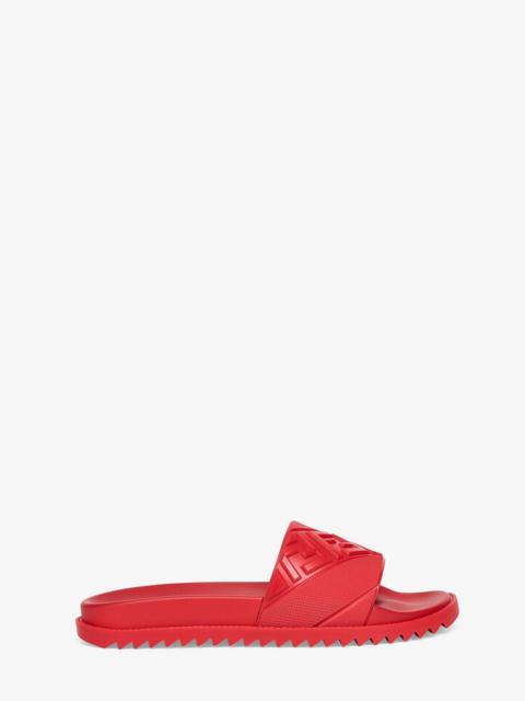 FENDI Red rubber slides