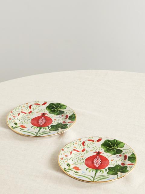 La DoubleJ Set Of Two Gold-plated Porcelain Dessert Plates