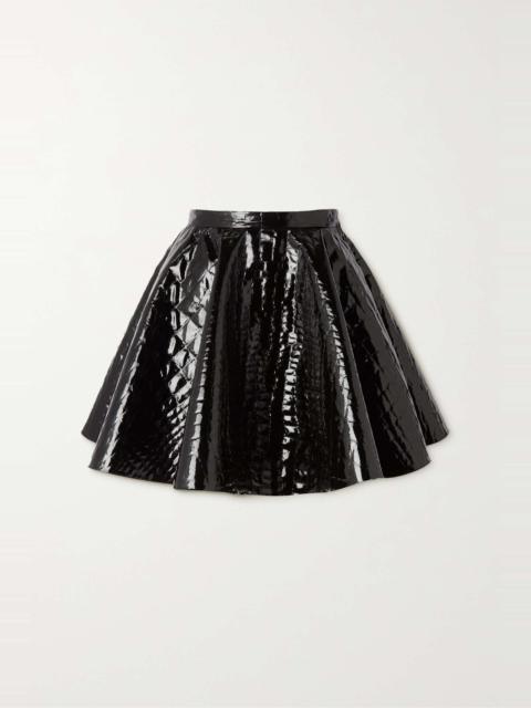 Croc-effect vinyl mini skirt