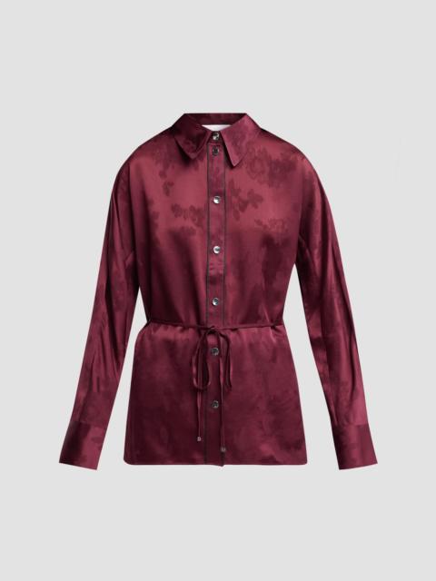 GANNI Women's Satin Jacquard Drawstring Shirt - Port Royal