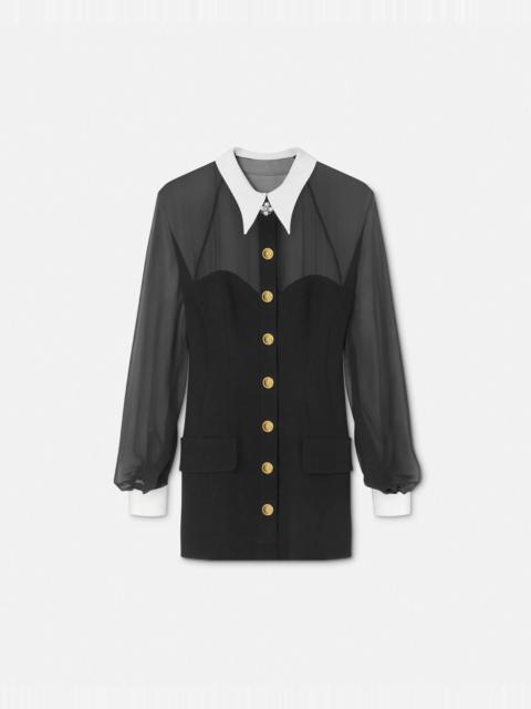 ワンピース Versace Black Crepe And Chiffon Blazer Dress VERSACE Black Crepe And Chiffon Blazer Dress | italist