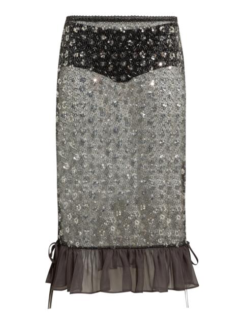 SIEDRÉS Rosalie Embellished Tulle Midi Skirt grey