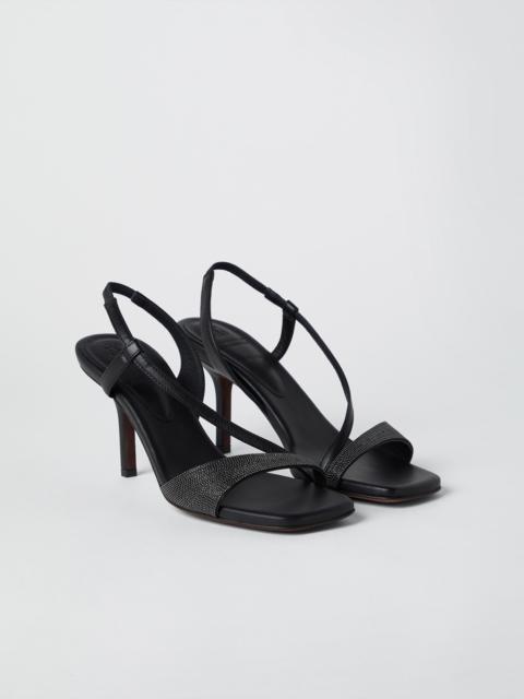 Brunello Cucinelli Nappa leather heels with precious straps