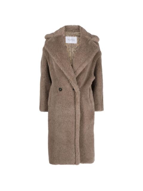 double-breasted shearling midi coat